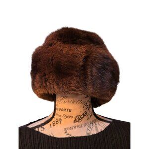 Vintage Soviet Russian Brown Mink Fur Hat Size 7 1/4 Winter‎ Wear